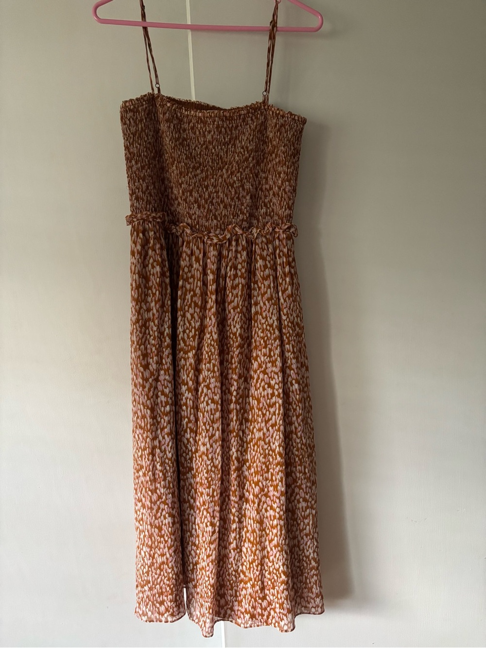 joie brown dress Rust and Cream Smocked Midi The Dallas Tan Leather Shipping Fee - Zulily Size:WIDE - US WOMEN 9 - UK 7 - EU 41 and a vintage